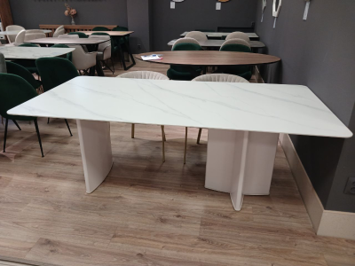 Стол обеденный DT-32-1T. 2000*1000*760  (КЕРАМИКА XUESHAN SHI МАТОВЫЙ / БЕЛЫЙ МОЛОЧНЫЙ WHITE-2. Размер 2000 мм * 1000 мм 760 мм)