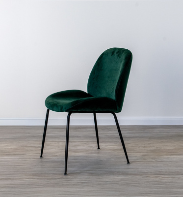 Стул кухонный DR-303  (Цвет ВЕЛЮР MJ11-107 ТЁМНО-ЗЕЛЁНЫЙ / ЧЁРНЫЙ МАТОВЫЙ, Размер 480 мм * 605 мм * 850 мм)