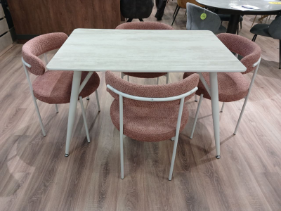 Стол обеденный F-1706-1. 1200*800*760 (HPL 7329-42 DARIO RAMBLAS С БЕЛОЙ КРОМКОЙ / БЕЛЫЙ. Размер 1200 мм * 800 мм * 760 мм)