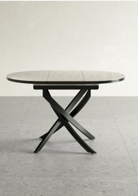 Стол обеденный "Стайл 24 Рондо"  (ПЛАСТИК КАЛАНГУТ 933 / ЧЕРНЫЙ МАТОВЫЙ. Размеры 900 мм * 750 мм * 900 мм)