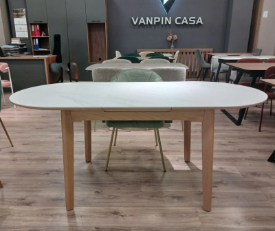 Cтол обеденный L-250 раскладной 1400-1800*850*760  (WHITE OAK VENEER NATURAL / Размер 1400-1800 мм * 850 мм *760 мм)