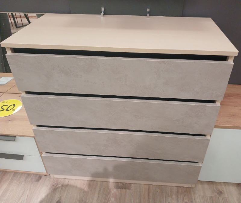 Комод 4 ящика Венге светлый/Бетон. 900*450*905