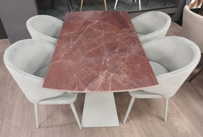 Стол обеденный "Беллини" раскладной. 1400-2000*800*760 (СТЕКЛО ОПТИВАЙТ С ФОТОПЕЧАТЬЮ ГЛЯНЦЕВАЯ / СЕРЫЙ МУАР. Размеры 1400-2000 мм * 800 мм * 760 мм)