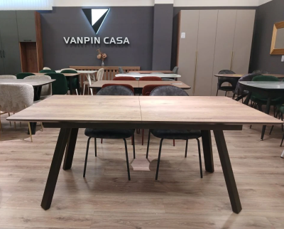 Стол обеденный L-268 раскладной. 1800-2400*1000-760 (LC002-1/ КРОМКА  COPPER (МЕДЬ) / КАРКАС COPPER (МЕДЬ). Размер 1800-2400 мм * 1000 мм * 760 мм)