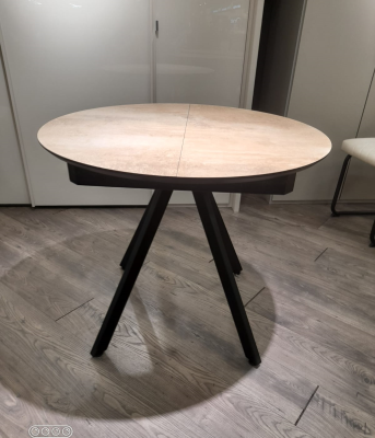 Стол обеденный "Олимп" (ПЛАСТИК HPL LEMARK 0433 SH/ ЧЕРНЫЙ МУАР Размер 90 (+30))