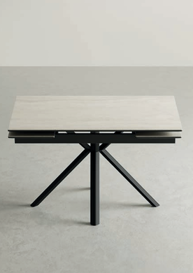 Стол обеденный "Элит 4" раскладной (ПЛАСТИК 2 КАЛАНГУТ 933 / ЧЕРНЫЙ МАТОВЫЙ, Размеры 1200-1840 мм * 750 мм * 800 мм)