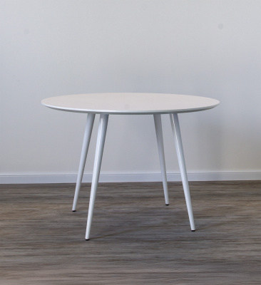 Стол обеденный F-1715 F (HPL БЕЛЫЙ  3949-35 SNOW C ТИСНЕНИЕМ  /  БЕЛЫЙ МАТОВЫЙ, 1100 мм * 760 мм)