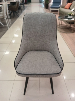 Стул "КОРОНА 360" поворотный (MELODY 11 GREY ЧЕРНЫЙ КАНТ / ЧЕРНАЯ КРУГЛАЯ ОПОРА)