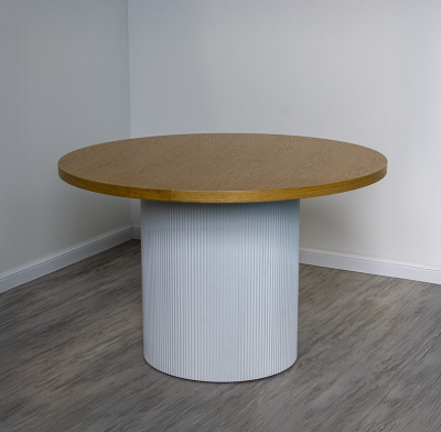 Стол обеденный F-1660 (ШПОН БЕЛЫЙ ДУБ / БЕЛЫЙ МАТОВЫЙ, 1200 мм * 760 мм)