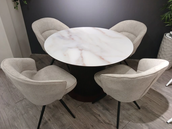 Стул "ИРИС 360" поворотный (BELLA03 LATTE / НОЖКИ ЧЕРНЫЕ)