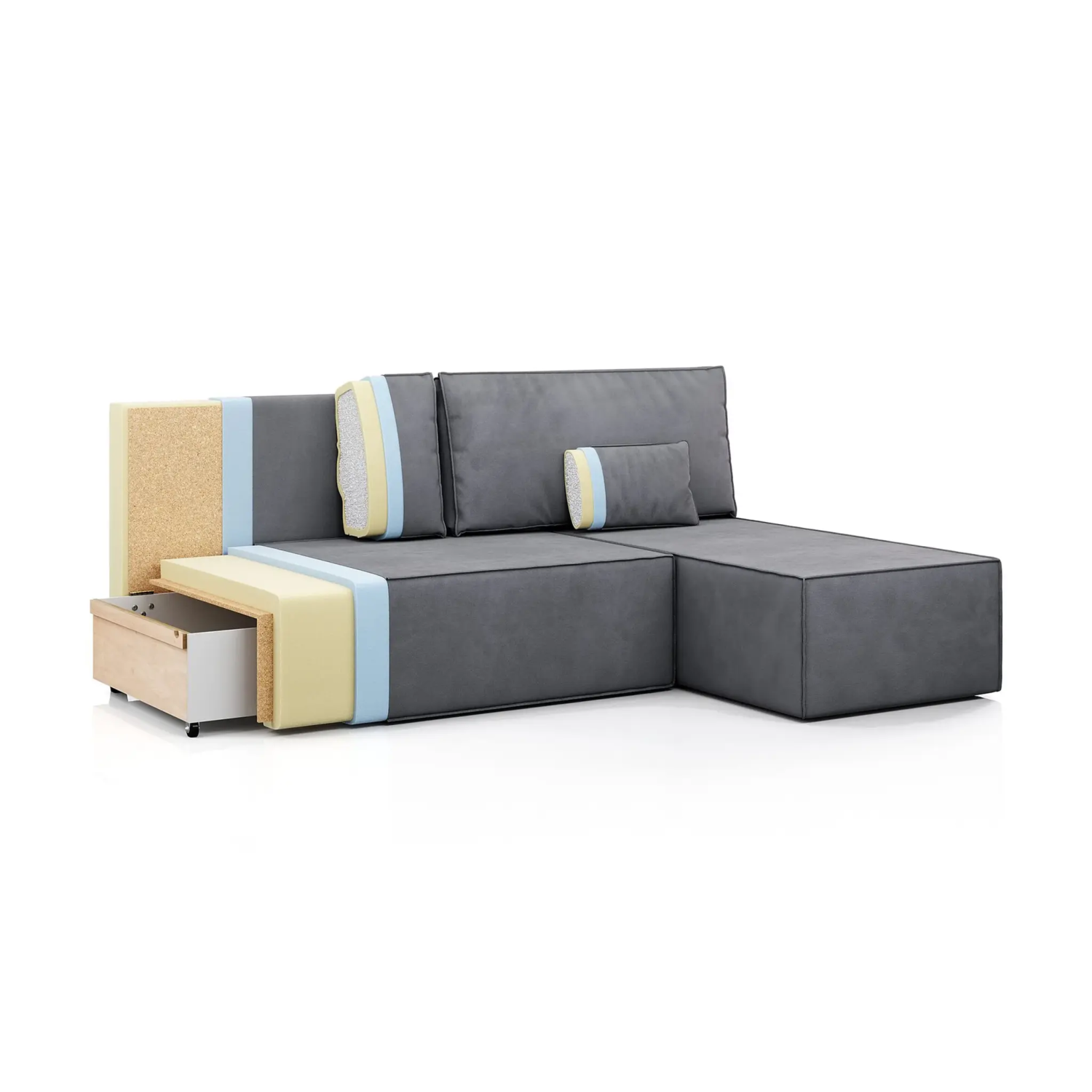 Диван угловой "КОРСО ЛАЙТ" (СИНИЙ VELUTTO 54. Размер 1950 мм * 1350 мм * 760 мм)