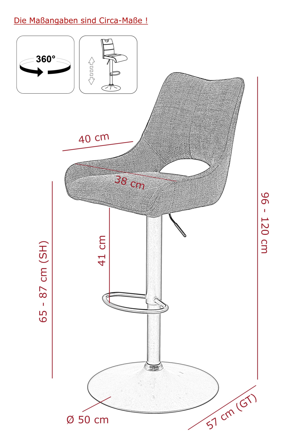Стул барный Rockport H поворотный 360° (АНТРАЦИТ / ЧЕРНЫЙ. Ш 495 * Г 570 * В 980-1195 мм)