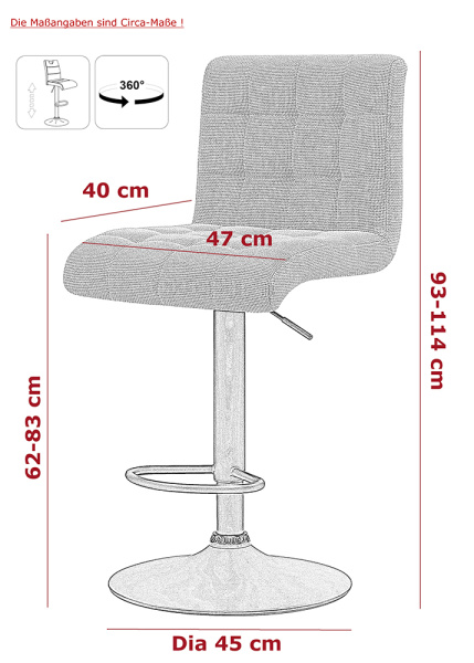 Стул барный "Erika H" поворотный (Цвет БЕЖЕВЫЙ 31 / ЧЁРНЫЙ, Размер 470 мм * 930 - 1140 мм * 570 мм)