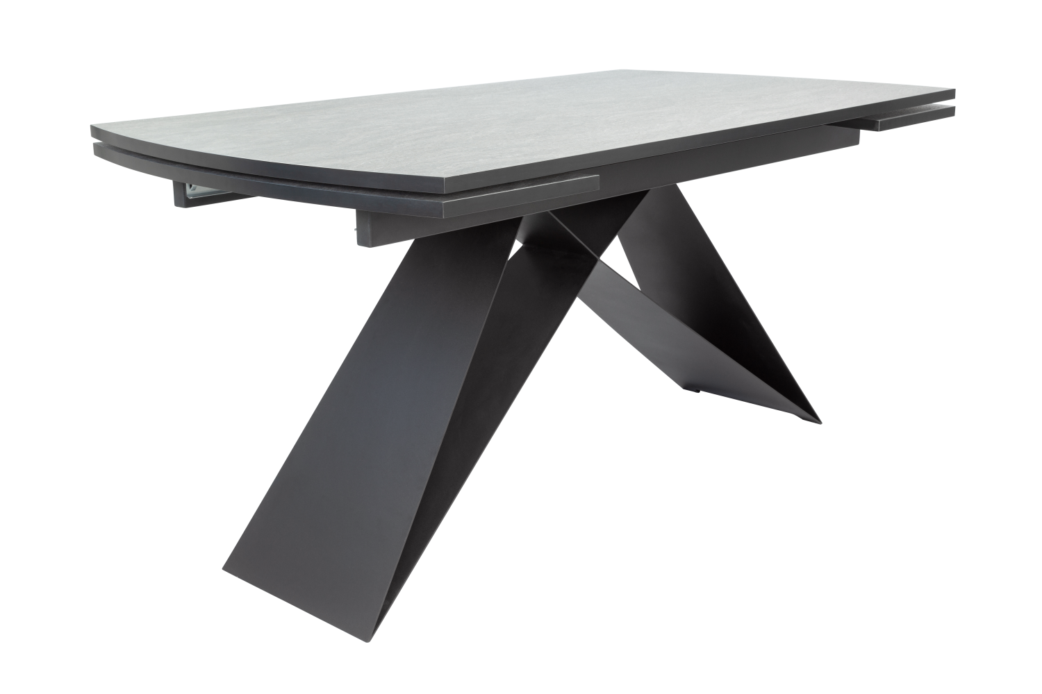 Стол обеденный "Элит 3" раскладной (КЕРАМИКА СЕРЫЙ МАТОВЫЙ 110 LAPKA GREY / ЧЕРНЫЙ МАТОВЫЙ. Размер 1600-2240 мм * 750 мм * 900 мм)