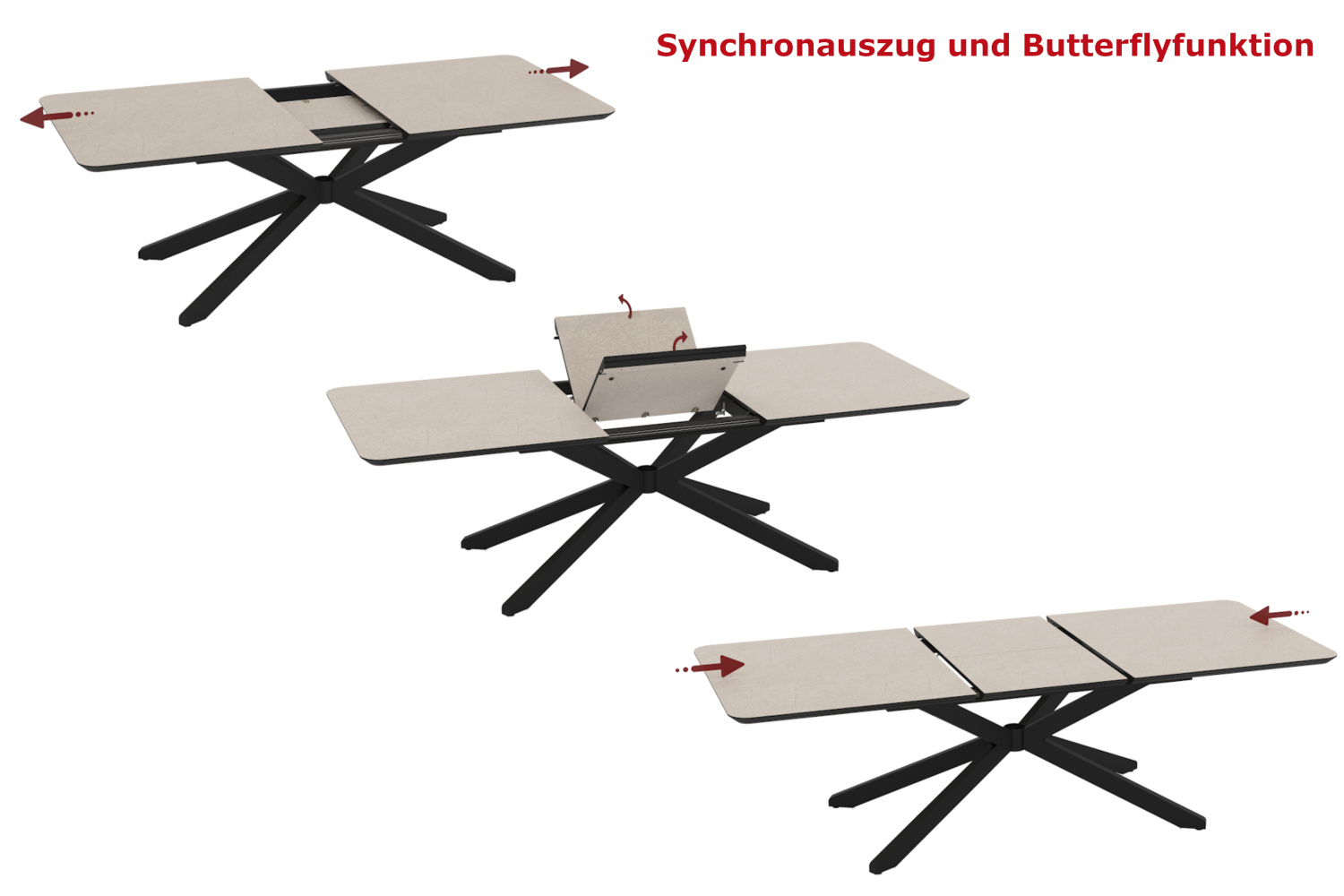 Стол обеденный Ancona T раскладной. 1900-2500*1030*750 мм (КАШЕМИР / ЧЕРНЫЙ. Ш 1900-2500 * Г 1030 * В 750 мм)