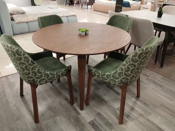 Стул кухонный "ГРАНД". 590*575*870 мм (ОРЕХ АМЕРИКАНСКИЙ / ОБИВКА ТКАНЬ SPHERE 792 ЗЕЛЕНЫЙ / FJOFD 694 ЗЕЛЕНЫЙ. Ш 590 * Г 575 * В 870 мм )