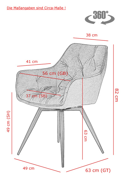 Кресло "Florentina S" поворотное  (Цвет ВЕЛЮР СЕРЫЙ 50 / ЧЁРНЫЙ, Размер 560 мм * 820 мм * 630 мм)