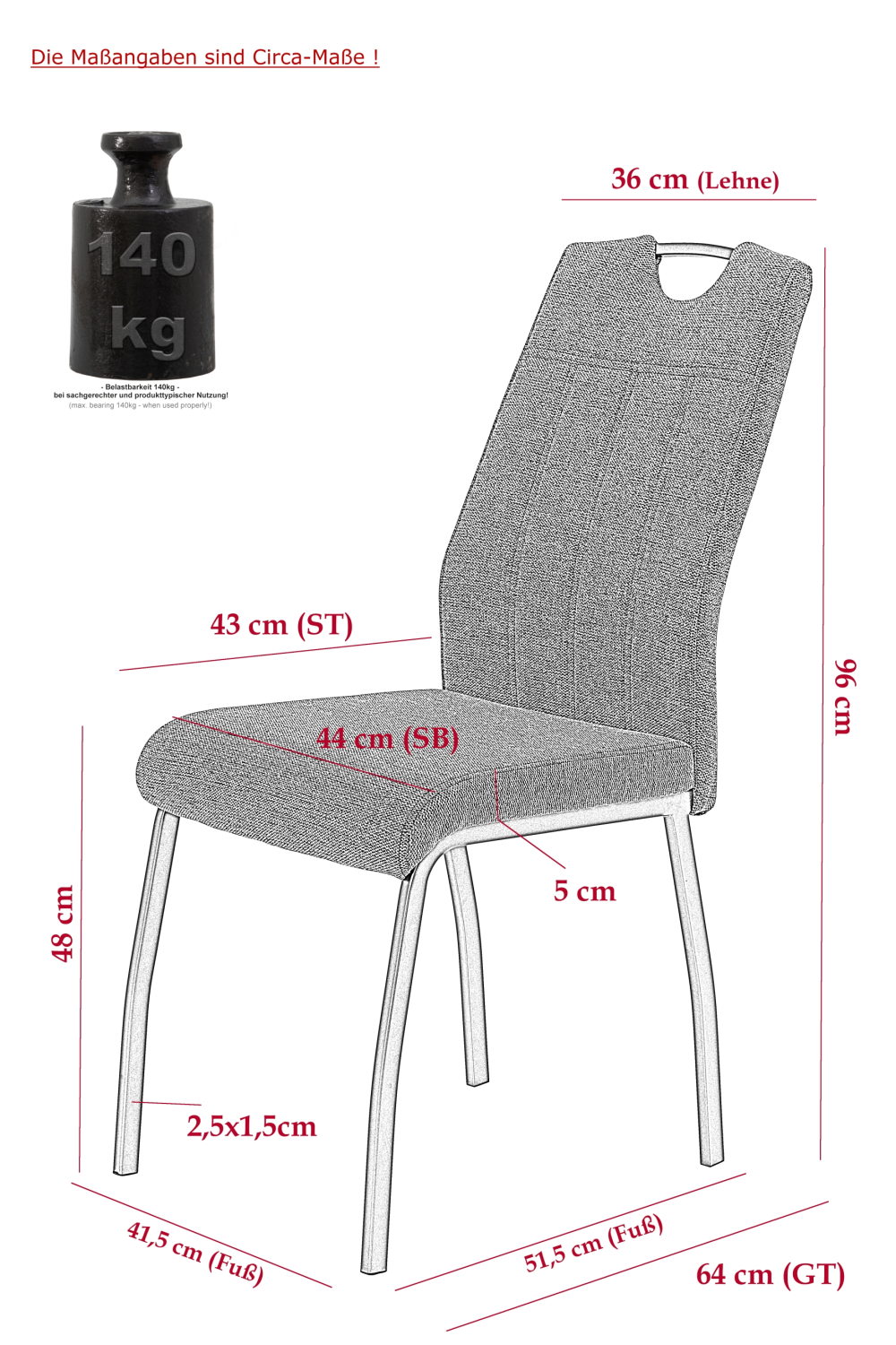 Стул кухонный Elif II S  (АНТРАЦИТ / СЕРЫЙ. Ш 440 * Г 640 * 960 мм)