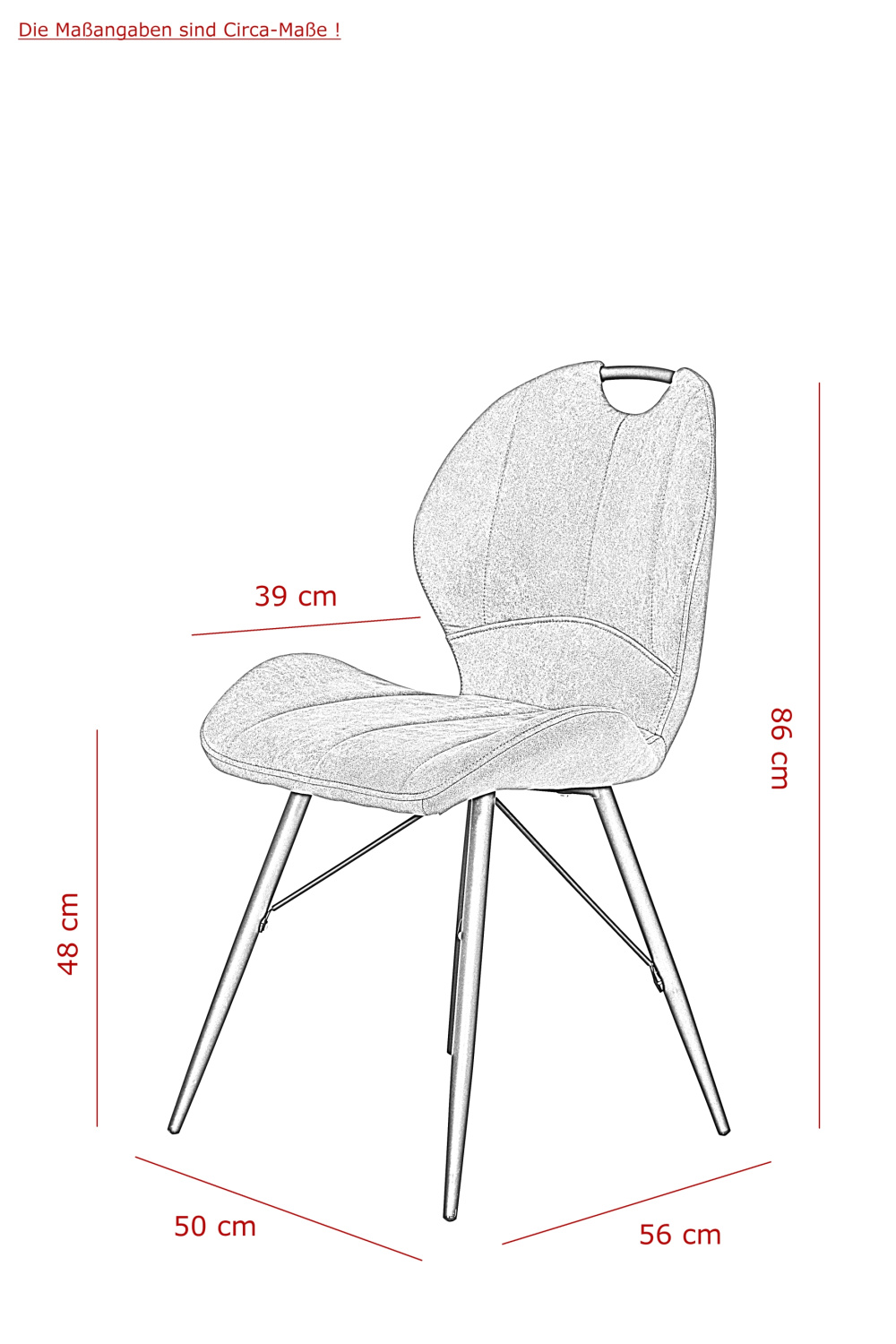 Стул кухонный "Kate S" (Цвет ШЛАММ 72 / ЧЁРНЫЙ, Артикул  920236 72, Размер 500 мм * 560 мм * 860 мм)