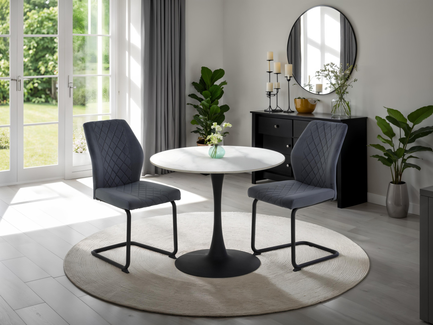 Стол обеденный Paola I T (МРАМОР БЕЛЫЙ МАТОВЫЙ / АНТРАЦИТ, 920895 14/28, 900 мм * 750 мм)