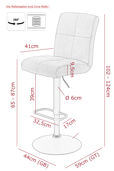 Стул барный Leni I H поворотный 360° (КРЕМОВЫЙ / ЧЕРНЫЙ.  Ш 440 * Г 590 * В 1020-1240 мм )