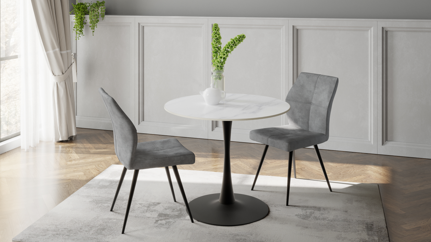 Стул кухонный "Ally S" поворотный (ВИНТАЖНЫЙ СЕРЫЙ / ЧЕРНЫЙ. Ш 460 * Г 420 * В 910 мм)