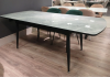 Стол обеденный L-156 раскладной. 1600-2000*900*760 (СТЕКЛО MARBLE LOOKING FINISH / ЧЕРНЫЙ МАТОВЫЙ. Размер 1600-2000мм * 900мм * 760 мм)