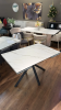 Стол обеденный "Элит 4" раскладной (БЕЛЫЙ ЗОЛОТО МАТОВЫЙ 111 GILT WHITE / ЧЕРНЫЙ МАТОВЫЙ. Размер 1200-1840 мм * 800 мм * 760 мм)