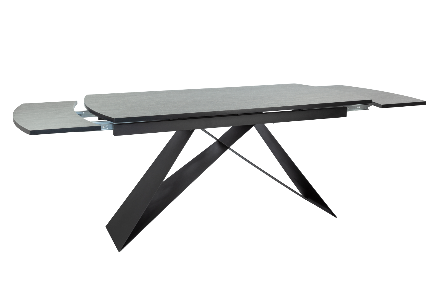 Стол обеденный "Элит 3" раскладной (КЕРАМИКА СЕРЫЙ МАТОВЫЙ 110 LAPKA GREY / ЧЕРНЫЙ МАТОВЫЙ. Размер 1600-2240 мм * 750 мм * 900 мм)