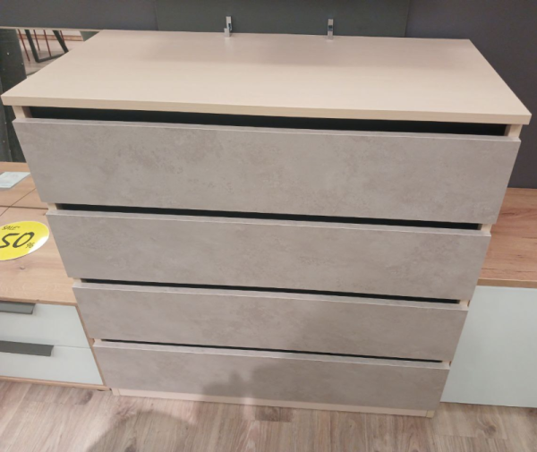 Комод 4 ящика Венге светлый/Бетон. 900*450*905