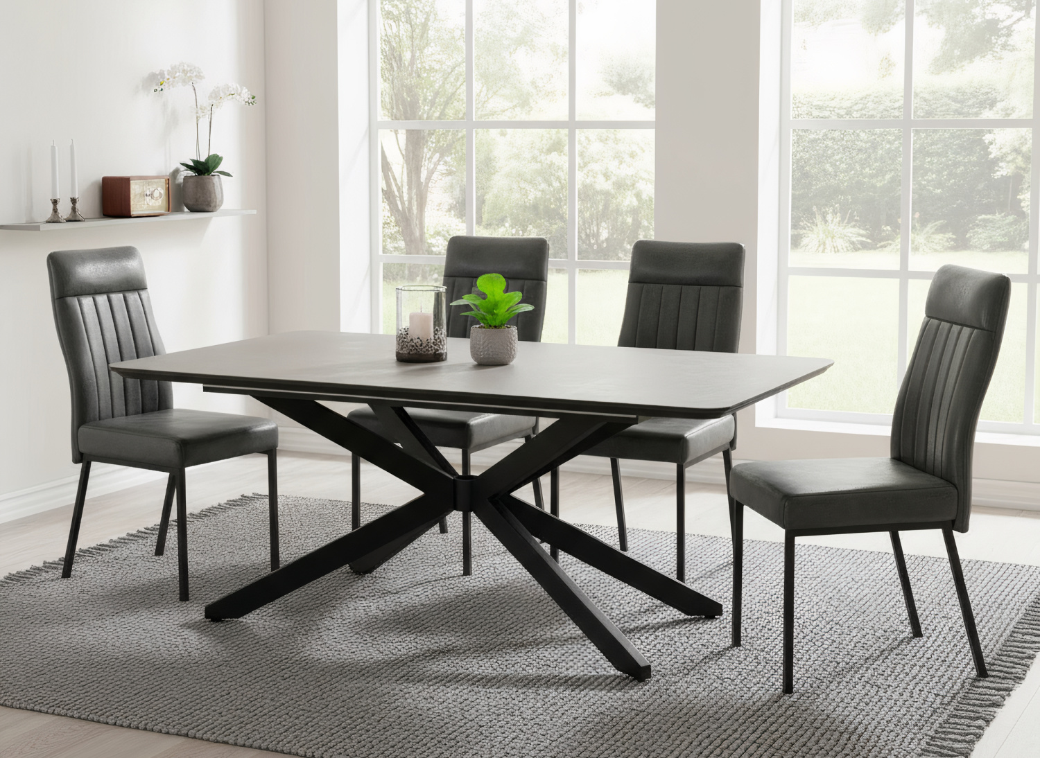 Стол обеденный Ancona T раскладной. 1900-2500*1030*750 мм (КАШЕМИР / ЧЕРНЫЙ. Ш 1900-2500 * Г 1030 * В 750 мм)