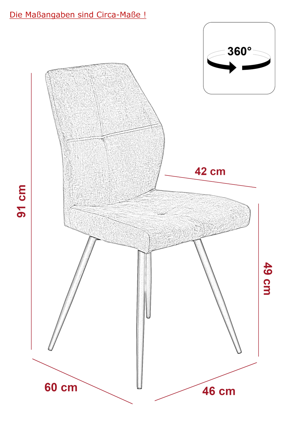 Стул кухонный "Ally S" поворотный (ВИНТАЖНЫЙ АНТРАЦИТ / ЧЕРНЫЙ. Ш 460 * Г 420 * В 910 мм)