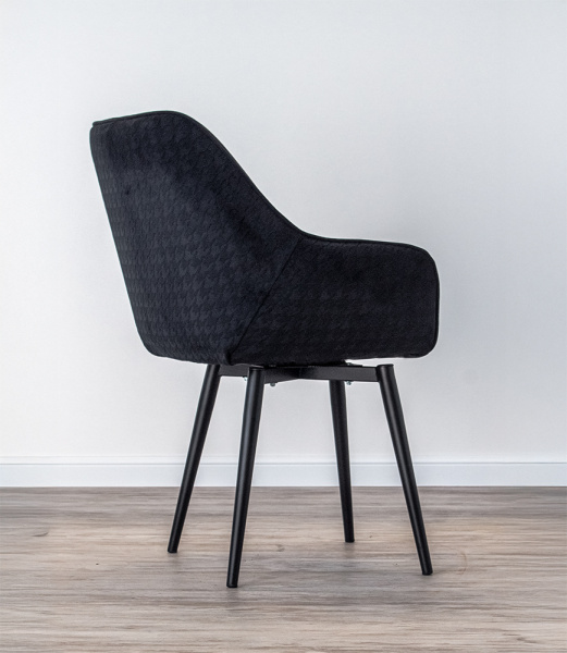 Стул кухонный "Версаль" Гобелен поворотный (Цвет ЧЁРНЫЙ / ГОБЕЛЕН АКУЛА / ЧЁРНЫЙ МУАР, Размер 580 мм * 830 мм * 500 мм)