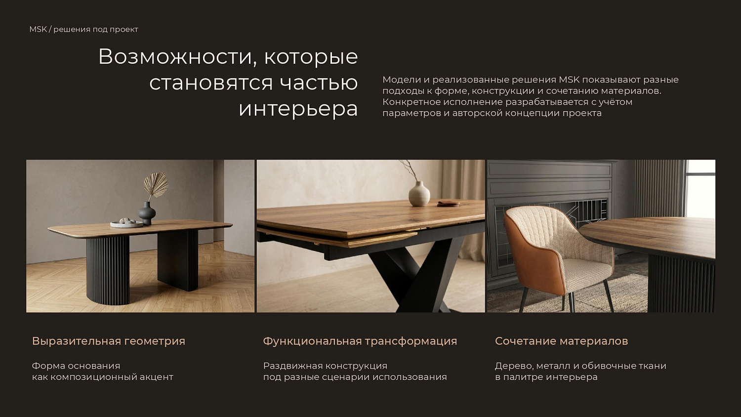 Обеденные группы для дизайнерских проектов