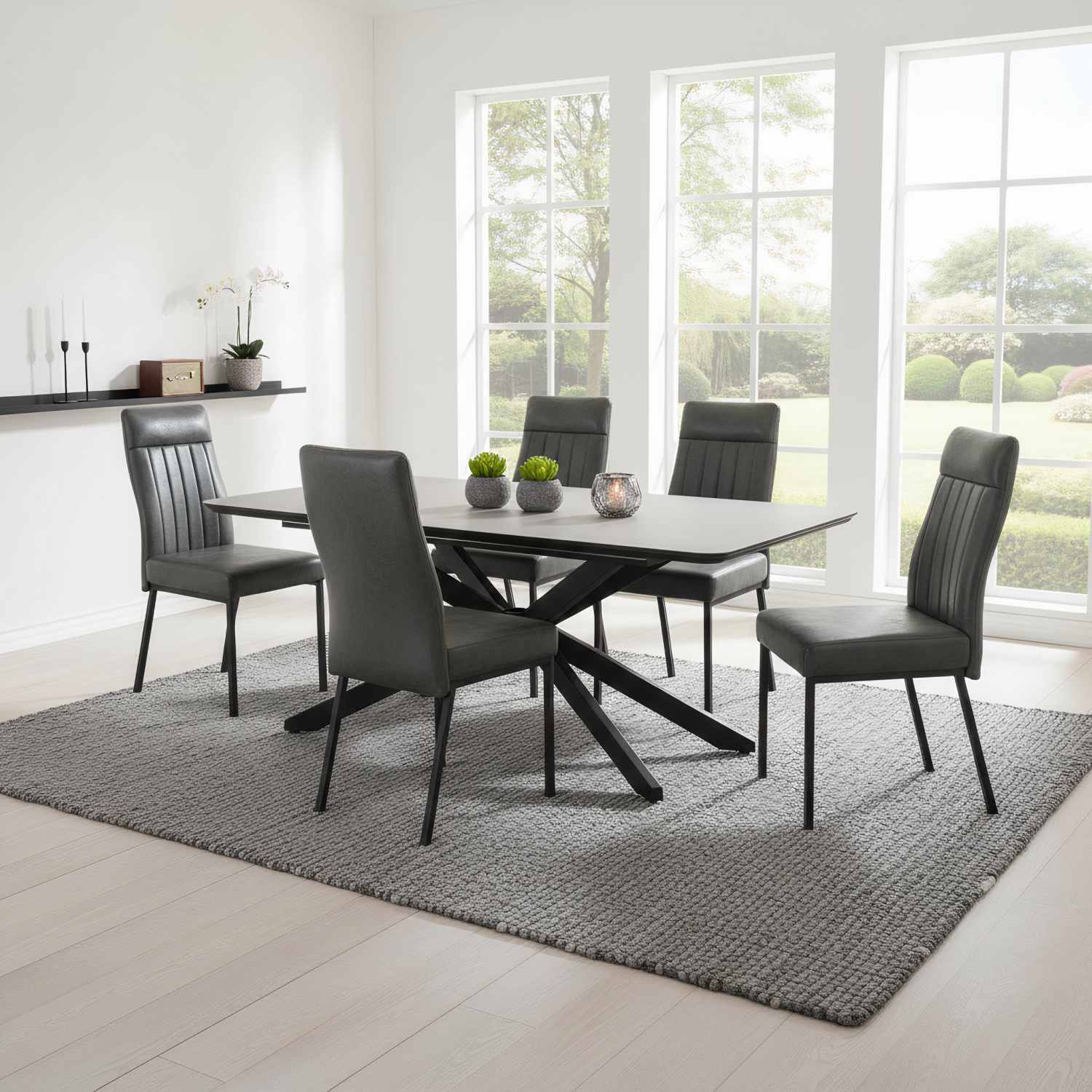 Стол обеденный Ancona T раскладной. 1900-2500*1030*750 мм (КАШЕМИР / ЧЕРНЫЙ. Ш 1900-2500 * Г 1030 * В 750 мм)