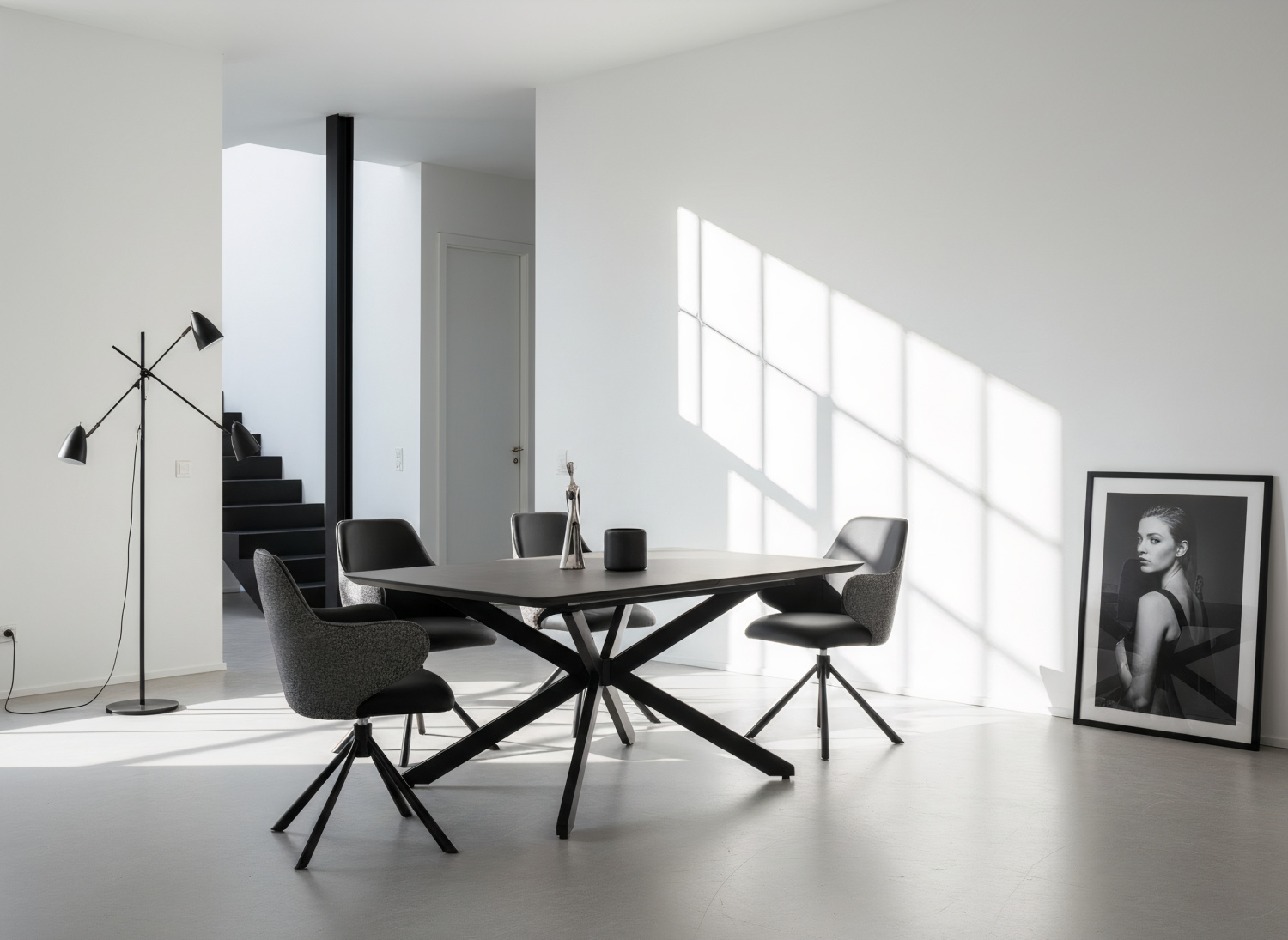 Стол обеденный Ancona T раскладной. 1900-2500*1030*750 мм (КАШЕМИР / ЧЕРНЫЙ. Ш 1900-2500 * Г 1030 * В 750 мм)