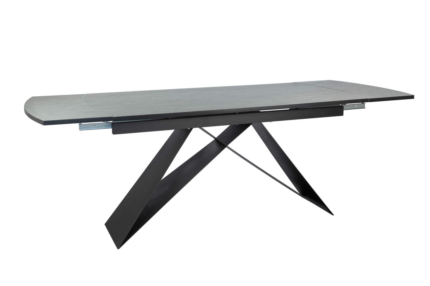 Стол обеденный "Элит 3" раскладной (КЕРАМИКА СЕРЫЙ МАТОВЫЙ 110 LAPKA GREY / ЧЕРНЫЙ МАТОВЫЙ. Размер 1600-2240 мм * 750 мм * 900 мм)