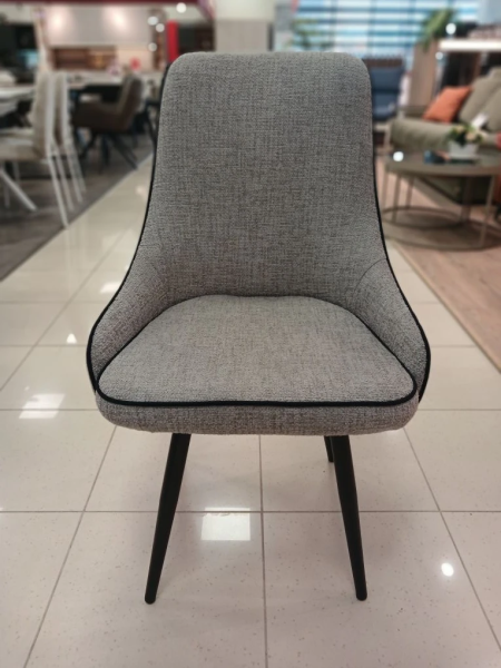 Стул "КОРОНА 360" поворотный (MELODY 11 GREY ЧЕРНЫЙ КАНТ / ЧЕРНАЯ КРУГЛАЯ ОПОРА)